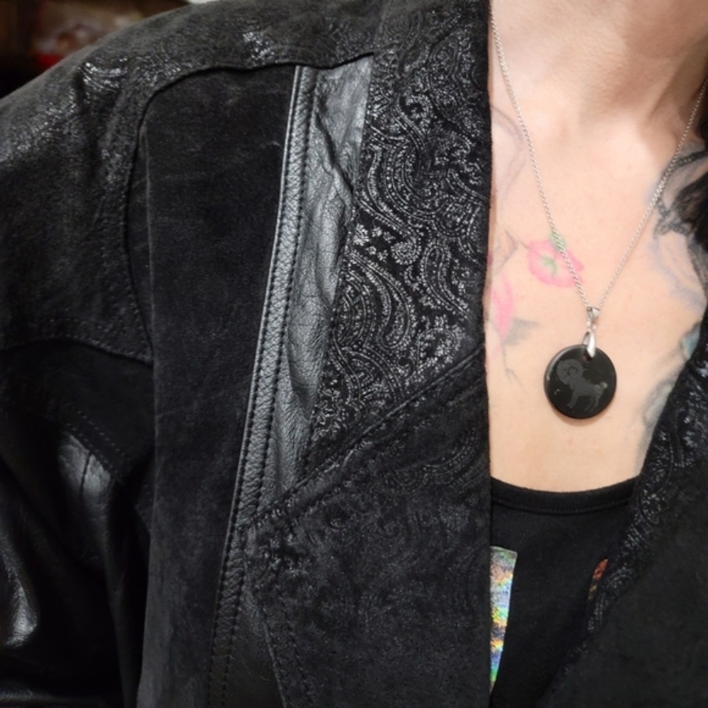 Winlit ✦ 80s Black Genuine Leather Trench Coat ✦ Paneled Longline Vintage Broad - Picture 7 of 16